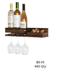 Wooden Wine Rack with Glass Holder